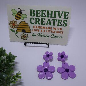 Groovy Retro Vintage Inspired Mod Earrings, 60s, 70s, Boho style,Flower Polymer